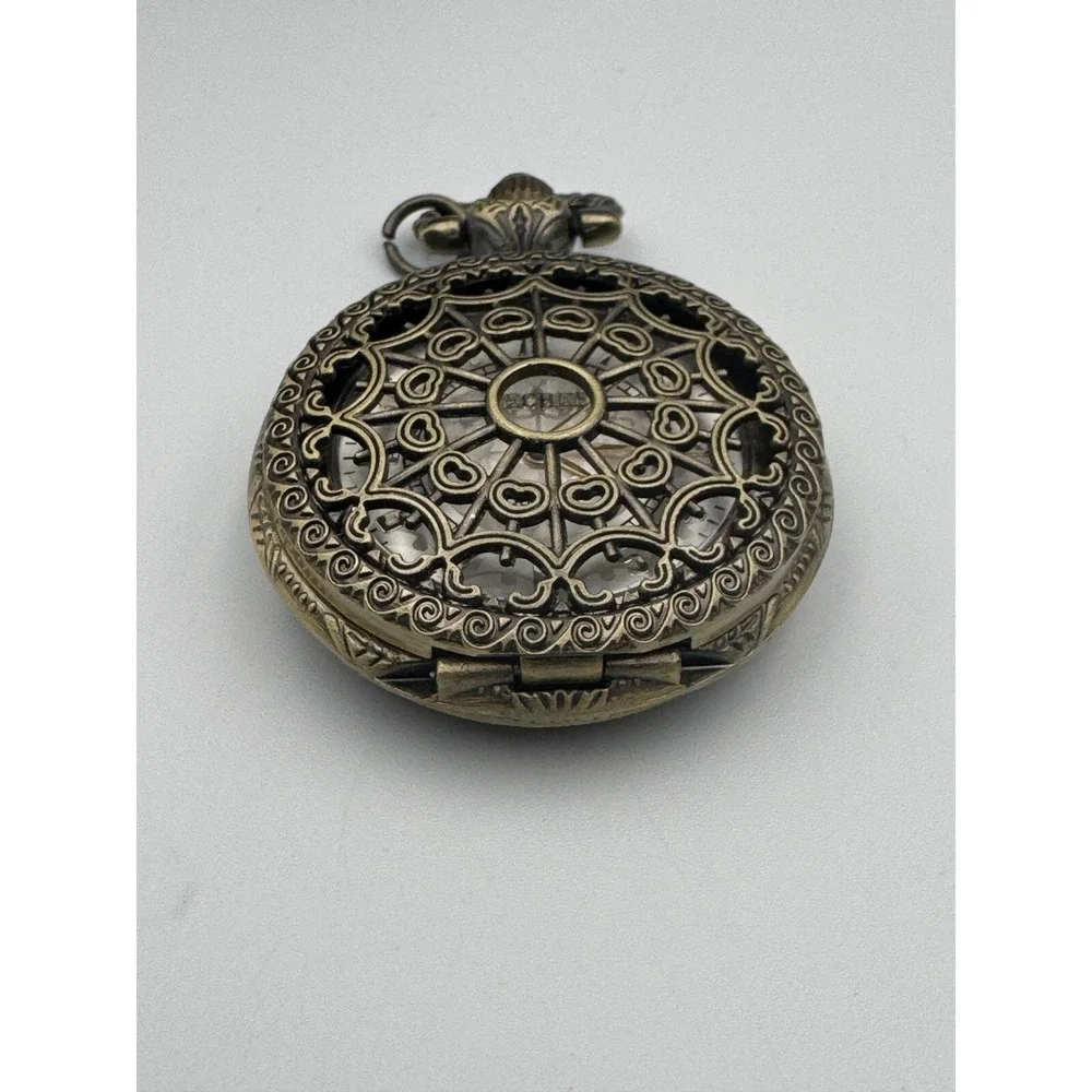 Ladies Decree Pocket Watch Antiqued Finish Quartz‎ Movement WORKS New Battery